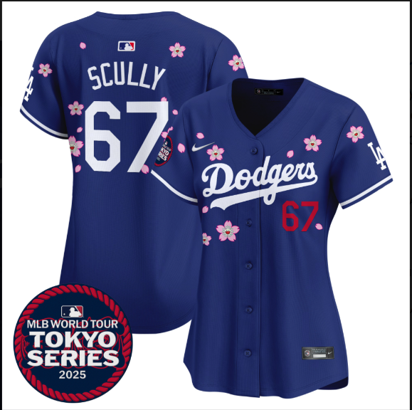 Women Los Angeles Dodgers 67 Scully Tokyo Series 2025 blue Limited Stitched Jersey